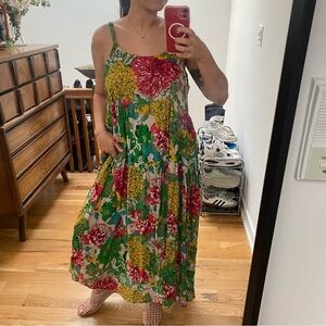 Floral Sleeveless Maxi Dress tiered dress size Large